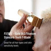 BaBylissPRO FXONE GOLDFX Professional Cordless Hair Trimmer, Gold, Interchangeable Battery, Titanium T-Blade, Up to 3-Hour Runtime