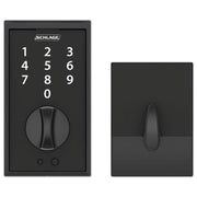 Schlage Century Matte Black Touchscreen Electronic Deadbolt, Keyless Entry, Metal Construction, Grade 2 Security, BE375CEN622