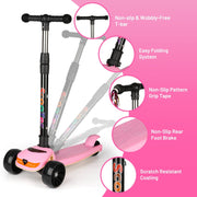 Hot Bee Pink 3-Wheel Kids Scooter with LED Light-Up Wheels and Deck
