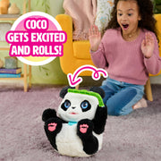 Just Play furReal Coco The Tumbling Panda, 10.5 Inch Interactive Plush Toy, Black and White