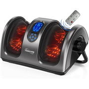 Tisscare Shiatsu Foot Massager with Heat, Simulated Hands Massage, Adjustable Intensity and Timer, 360 Support Bar, Detachable Breathable Sleeves, Gray
