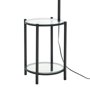 Mainstays TL74508WMDO Glass End Table Floor Lamp with White Shade, Matte Black, 17