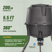 Moultrie Deer Feeder Standard, 200 lb Capacity, Bluetooth App Control, 30-Gallon UV-Resistant Hopper, Quick-Lock System, MFG-15103