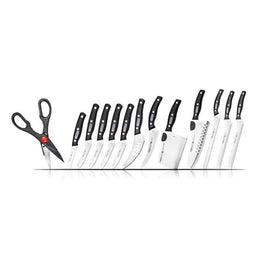 Miracle Blade World Class 13 Piece Kitchen Knife Set, German Stainless Steel Blades, Ergonomic Black Handles, Full Tang, Includes Kitchen Scissors with Nut Cracker, 90M401DR13
