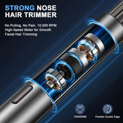 NEXPURE Nose Hair Trimmer for Men and Women, 10,000 RPM Motor, Lithium-Ion Battery, USB-C Rechargeable, IPX7 Waterproof, Cordless Grooming Tool, GT-2011BIM