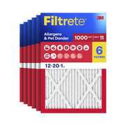 Filtrete HVAC Furnace Air Filter, MPR 1000, MERV 11, Allergens and Pet Dander, 12x20x1, 6 Pack, AD19-6PK-1E