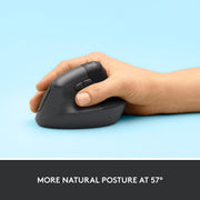 Logitech 910-006466 Lift Vertical Ergonomic Mouse, Gray