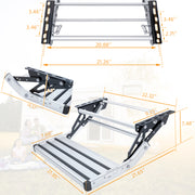 WheelX 1-Step Manual Retractable RV Steps, Foldable Aluminum Alloy with Thickened Steel Plate, 440 lb Load Capacity, Wide Anti-Slip Platform, Silver