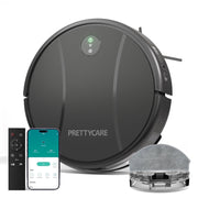 PrettyCare C2-v2 Robot Vacuum and Mop Combo Cleaner, 3000Pa Suction, 4400mAh Battery, Black