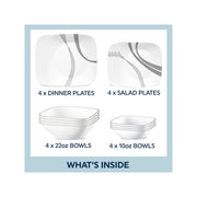 Corelle Urban Arc 16-Pc. Glass Dinnerware Set - WHITE ONE SIZE