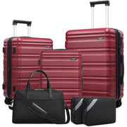 MIUSSE 5 Piece Luggage Set, Hardshell Lightweight Suitcase with TSA Lock Spinner Wheels 20in 24in 28in, Red