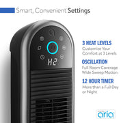 Lasko 22 Smart Tower Heater Powered by Aria, WiFi, Works with Alexa