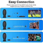 Qzgyoool Indoor Amplified HDTV Antenna, 360 Mile Range, Magnetic Base, 16.4 ft Cable, Supports 4K 1080p