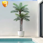 Nafresh 8ft UV Resistant Faux Palm Tree with Full and Lifelike Leaves - Dual Trunk Design