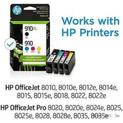 HP 910 / 910Xl (3Jb41an) Ink Cartridges (Cyan Magenta Yellow Black) (4-Pack)