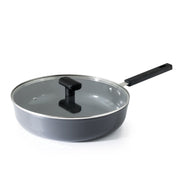Sensarte Ceramic Nonstick Deep Frying Pan Skillet, 5 QT, Gray, Induction Compatible, With Lid, Heat-Resistant Handle, SJ3230L