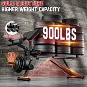 GIKPAL Adjustable Weight Bench, 10 Positions, Heavy-Duty Steel Frame, High-Density Foam Padding, Supports 900 lb, Black