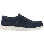 Heydude Wally Stretch Sox Men's Casual Slip-On Shoes, Navy, Lightweight Breathable Textile Upper, Memory Foam Insole, Flexible Rubber Sole, 41898-410
