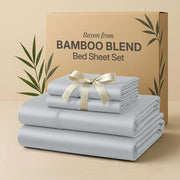 LDC Lux Decor Collection Rayon from Bamboo Blend Cooling Bed Sheet Set, Gray, King, 4-Piece, Deep Pocket BMB-BLD-K-GRY