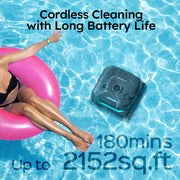 WYBOT C2 Cordless Robotic Pool Cleaner with Smart Navigation, App Control, Wall Climbing, Black and Green
