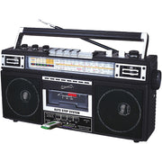 Supersonic SC-3201BT-WD Retro 4-Band Radio and Cassette Player with Bluetooth (Wood)