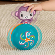 Fisher-Price Crawling Musical Purple Monkey Ball Infant Developmental Toy with Dual Play Modes, Batteries Included, JLB95