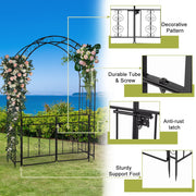 Ktaxon Metal Garden Arch 7Ft Garden Trellis Arch Arbor Outdoor Wedding, Black