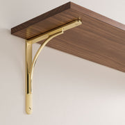 Signature Hardware Trisden 9in Brass Wall Mount Shelf Bracket, Polished Brass Finish, Durable Metal Construction, 955258-10