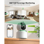 Gpirokcys Wireless Indoor Security Camera, Battery Powered with 6000mAh Rechargeable, 360 PTZ, 2.5K 4MP Color Night Vision, AI Motion Detection, Two-Way Audio, App Remote Control, Y660