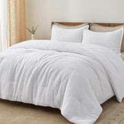 PHF 3-Piece Waffle Weave Comforter Set, King Size, Lightweight All-Season Bedding, Ultra Soft Textured Comforter with 2 Pillow Shams, Black