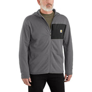 Carhartt Men's Force Relaxed Fit Full-Zip Long-Sleeve Hooded T-Shirt, Steel, X-Large Tall, 106625