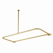 FurnOrama FU2600711 D-Shape Adjustable Shower Curtain Rod, Polished Brass Finish, Solid Brass Construction, 62 x 28 in, 30 in Ceiling Support