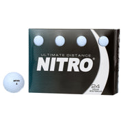 Nitro Golf Ultimate Distance Golf Balls, White, 24-Pack, 2-Piece Titanium Core NUD24WBX
