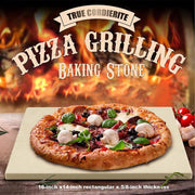 Cook N Home Classic 14 x 16 Inch Cordierite Pizza Stone with Scraper, Heavy Duty Baking Stone for Oven and Grill, Thermal Shock Resistant, 02663