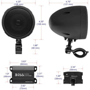 BOSS Audio Systems MCBK470B Motorcycle Bluetooth Speaker System, Black