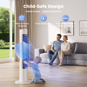 TASKBAY Tower Fan, 40-Inch Bladeless Electric Fan, 90 Oscillating Stand Fan with Remote, 4 Speeds, 26 ft/s Airflow, 12-Hour Timer, Ultra-Quiet 28 dB, White, TF011