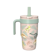 Zak Designs 10oz Jurassic Kids Handle Tumbler, Stainless Steel, Leak-Proof Silicone Straw, Green