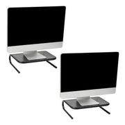 Mind Reader Monitor Stand, Ventilated Metal Laptop Riser, Desktop Organizer, Black, Set of 2, 14.5