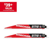 Milwaukee 48-00-5272PC 9 in. 6 TPI Wrecker Nitrus Carbide Teeth Multi-Material Cutting Reciprocating Saw Blade with Additional Blade, 48-00-5272PC