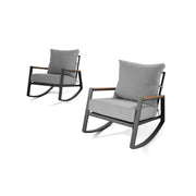 Better Homes & Gardens BH5708811816017 Marlow Outdoor 2pk Patio Rocking Chairs, Black Frame/Gray Cushion
