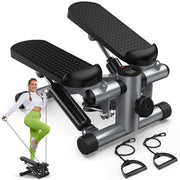 Edx Mini Stepper Machine, Portable Home Fitness Exercise Machine with Adjustable Resistance, Digital Display, Silver, 300 lb Capacity, TBJ-J01-V2-SR