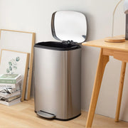 FDW TC-ST13-SS 13 Gallon/50 L Garbage Can Kitchen Trash Can with Lid for Office Bedroom Bathroom Step Trash Bin Fingerprint-Proof Brushed (Stainless Steel)