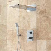 Single lever concealed shower mixe with rainshower and handshower set w/ check valve -Pressure Balanced-Brass Hose-Chrome