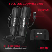 FitRx Recover Max Pro Full Leg Air Compression Massager with 3 Modes, Adjustable Pressure, Timer, Black, Includes Travel Case