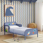Delta Children Magic Magnet Toddler Bed with Customizable Magnets, Built-In Book Storage, Denim Blue