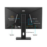 onn 27-Inch FHD Gaming Monitor, 1920 x 1080p, 240Hz Refresh Rate, 1ms Response Time, AMD FreeSync Premium, Built-In Speakers, Adjustable Stand, Black, 36022490