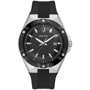 Bulova 98B366 Men's Sport Dial Silicon Band Quartz Watch, 44mm Black