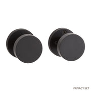 EH.RO.3025.20.L/R.BLK-NB-N - Contemporary Round Knob w/spring assistance Solid Brass Privacy Interior Door Set w/ Round Escutcheon ?- No Backset - Satin Black