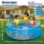 Bluescape 8 ft Transparent 3D Above Ground Round Pool with 2 Pairs of Goggles, Ages 6 and Up, P10108308
