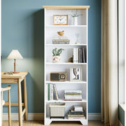 IRONCK 71 Inch Tall 6 Tier Wood Bookcase with Oak and White Finish, MDF Melamine Shelving Unit for Home Office Bedroom Living Room